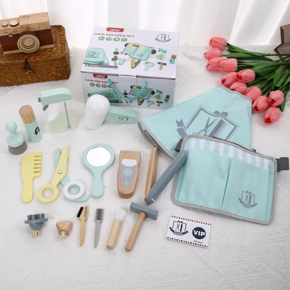 

Simulated hair bag set, children s home play, role-playing, hair cutting tools, wooden baby makeup