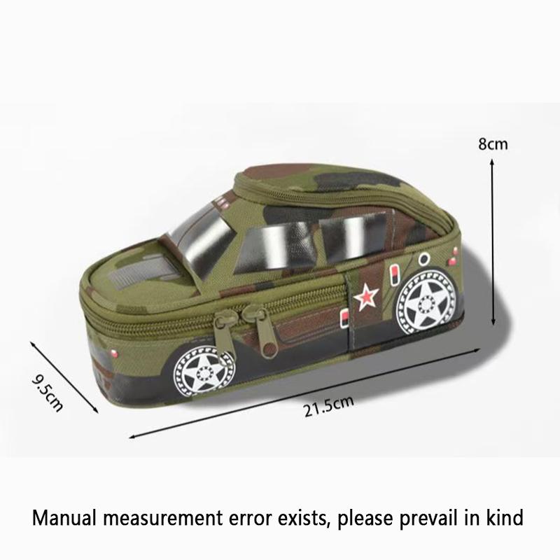 1pc Camouflage Zipper Pencil Case Stationery Organizer Cartoon Pencil Case Car Model Stationery Large Capacity Pencil Case