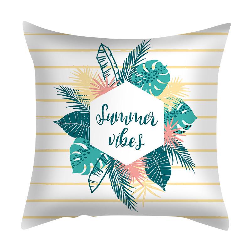 Summer Beach Scenery Cushion Cover Turquoise Pillowcase Polyester Sofa Chair Waist Hold Pillowcase Modern Home Decor 45x45cm