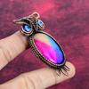 Rainbow Solar Quartz Druzy Pendant Owl Pendant Copper Wire Wrapped Blue Evil Eye Pendant