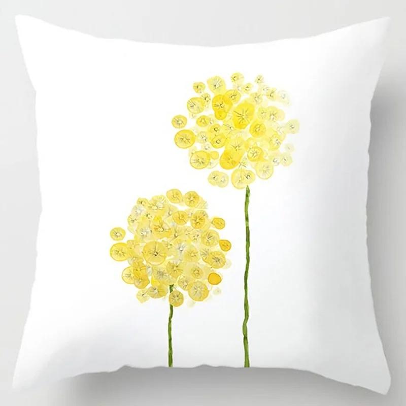 Yellow Dandelion Leaf Pillowcase Office Living Room Home Pillowcase Car Ornaments