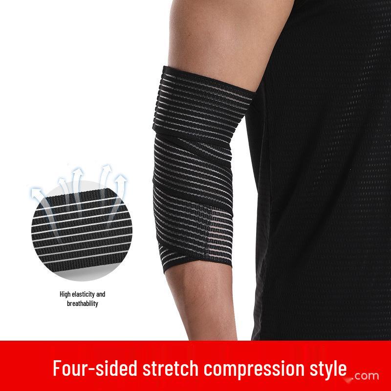 

Breathable Elastic Elbow Pad and Compression Arm Guard for Sports like Basketball and Badminton Black Elbow Wrap - Length 90cm