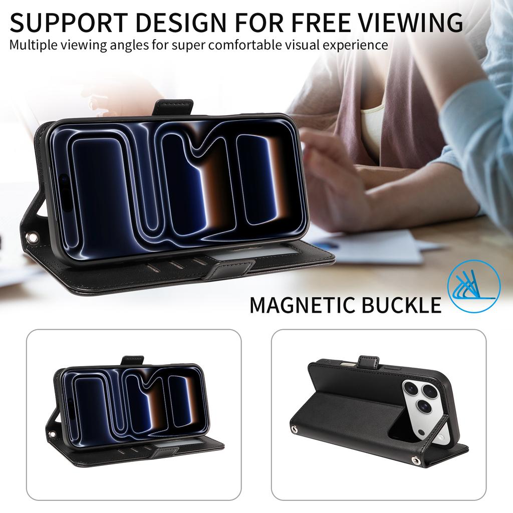 Phone Case for iPhone 17 16 Pro Max 15 Plus 14 13 Plus 12 Pro Max Bling Leather Phone Case with Lanyard Flip Wallet Stand Cover