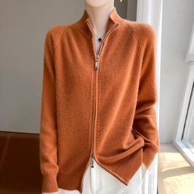 Damen Kaschmir Cardigan Qinghe Kaschmir 30% Kaschmir 70% Wolle Herbst und Winter Kaschmir Cardigan Weich und Warm