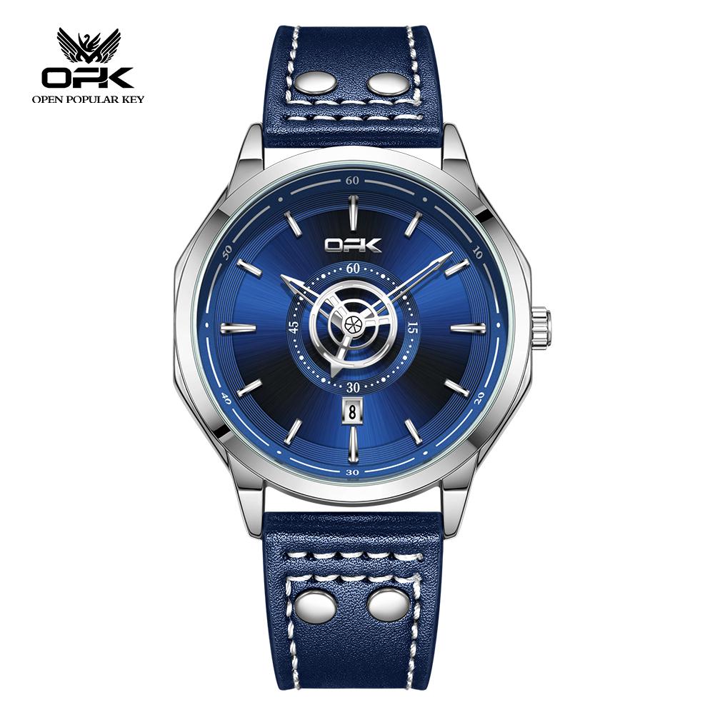 OPK Brand Watches Business Leisure Belts Single Calendar Men's Watches Waterproof Quartz Watches 8195