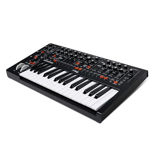 MOOG Messenger Monophonic Analog Keyboard Synthesizer with 32 Keys, 64-Step Sequencer, 256 Presets, Aftertouch, Sub-Oscillator, Ladder Filter, and Arp