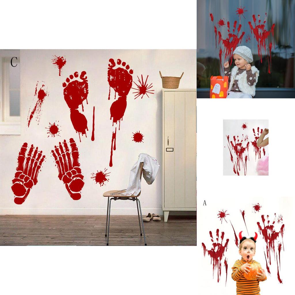 Trace Decoration Halloween Vinly Decal Blooding Handprint Sticker Bloody