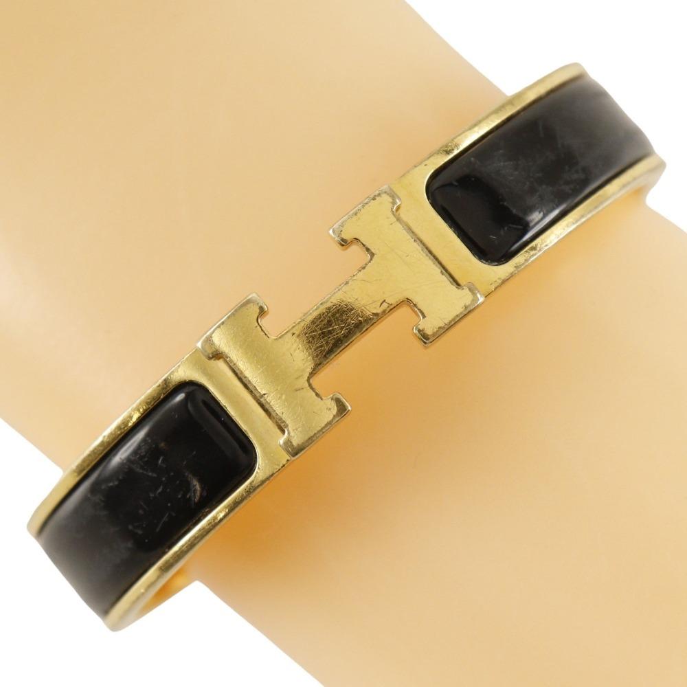 Hermes Click H Bangle Black Plated Gold 34.3g Women Used