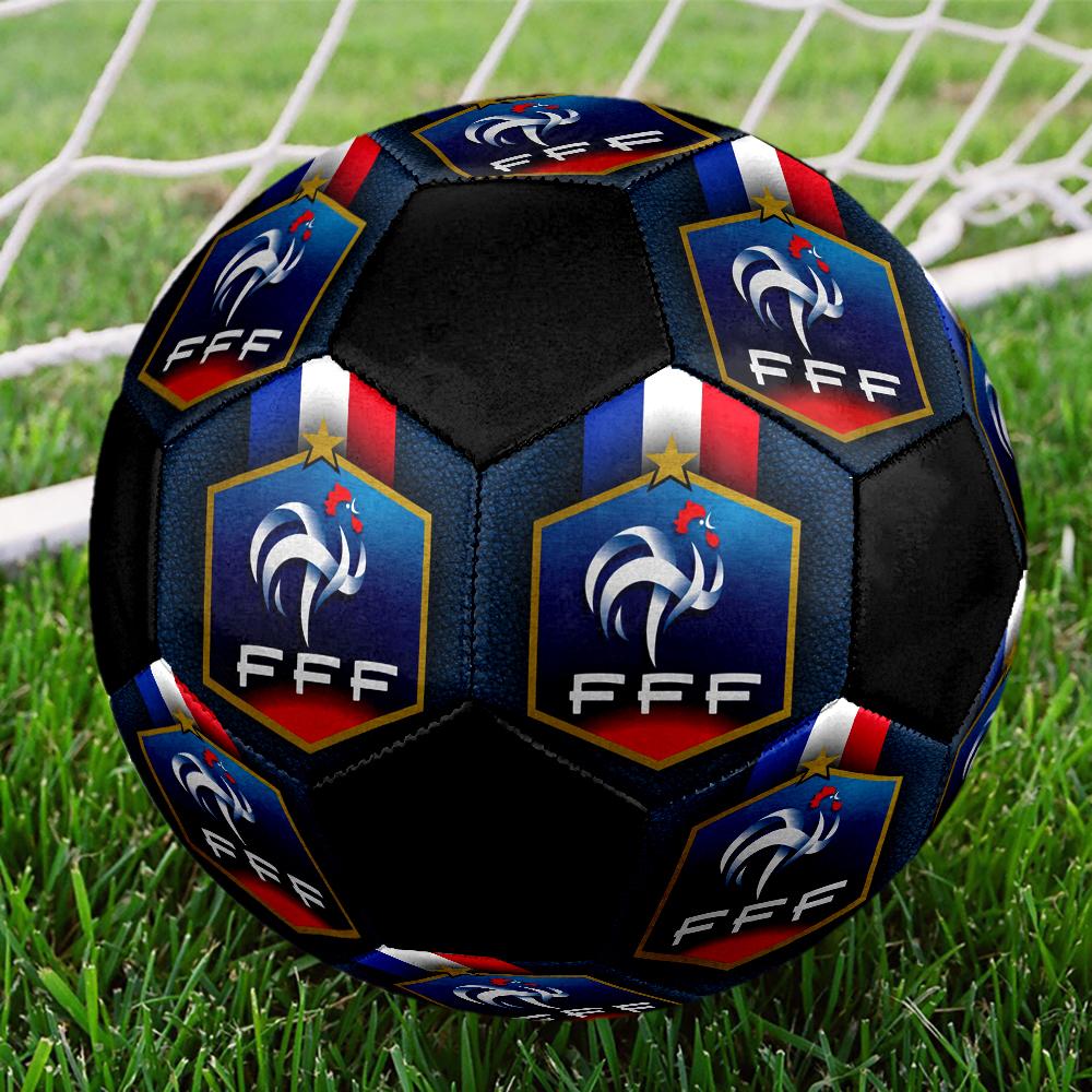 Pallone Calcio a 5 FFF Francia Colorato Cucito a Macchina PVC Misura 5 Pronto per Allenamento di Squadra Competizione Resistente Alta Rimbalzabilità Fantastico Regalo Sportivo