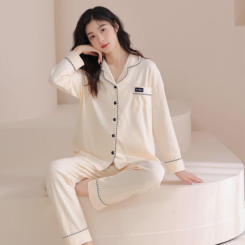 

Couple Pajamas Pure Cotton Long-Sleeved Men S And Women S Suits Loose Casual Large-Size Loungewear Suits 2XL