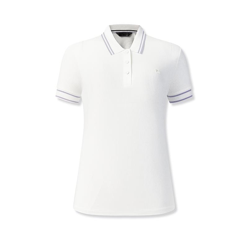 FILA Golf Series Fashion Simple Sports Comfortable Knitted Short Sleeve Polo Shirt Women tops Jade-White A11W625109FWT