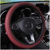 Fiber Leather Steering Wheel Cover - Double Circle, Elastic Band, Wear-Resistant, Embossed Design.