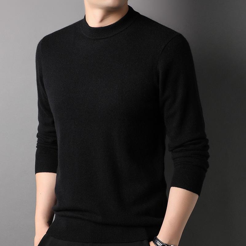 Autumn and Winter Solid Color Semi-turtleneck Middle-aged Men's Trend Warm Fashion Knitted Sweater