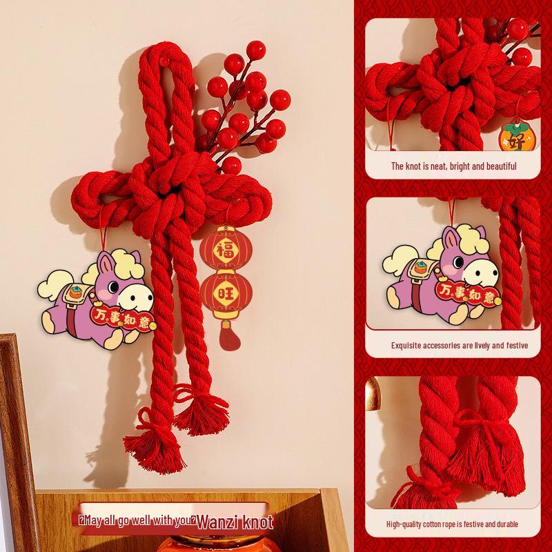 2026 Year of the Horse Chinese Knot Pendant: New Style Wanzi Hanging Ornament for Spring Festival Decoration
