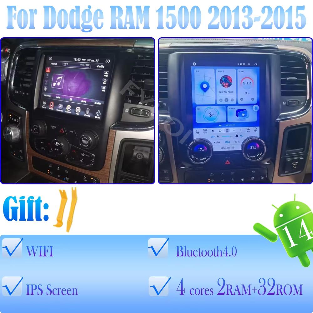 

Android15 For Dodge RAM 2013-2015 Car Radio Automotive Multimedia Tesla Screen Car play Auto Bluetooth GPS 4G WIFI DSP Stereo