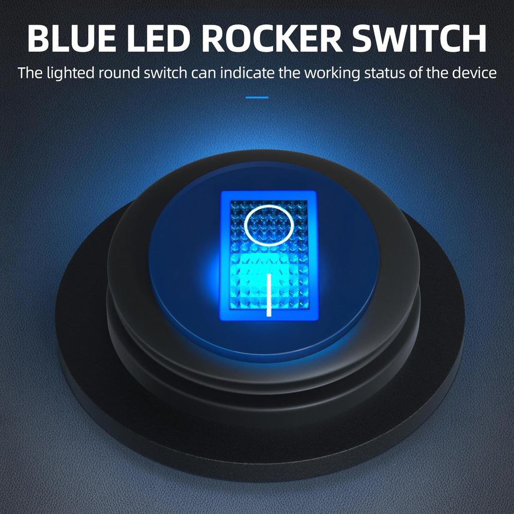 5PCS Waterproof Round Rocker Switch12V LED Toggle Switch Lighted ON Off SPST 3 Pin for Car Switch Panel RV Truck Marine Boat Switches Seat 3