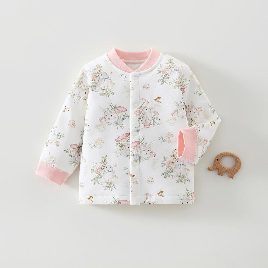 Unisex Baby Cartoon Jacket - Lightweight 60g Cotton, Two-Button, Seamless, Warm Outerwear for Autumn Outings.