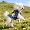 Dog Clothes for Small Medium Dogs Summer Dog Denim T Shirt Soft Breathable Pullover Puppy Costume with Leash Ring