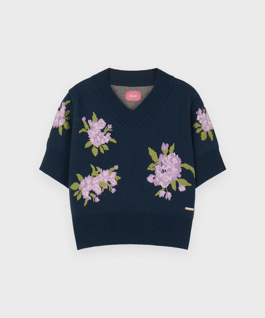 SINOON Flower Half Pullover (Navy)