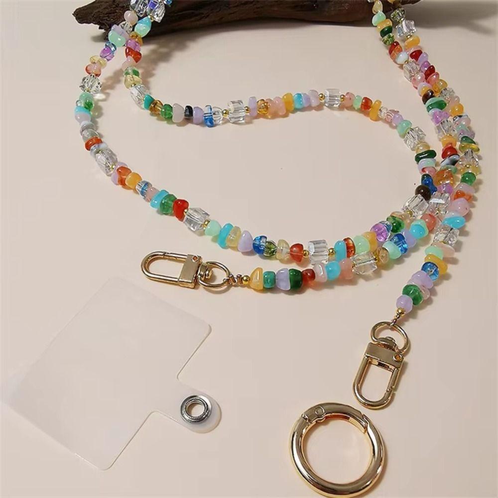 Stone Gem Mobile Phone Straps Stylish Cute Beads Phone Chain Long Phone Lanyard Phone Accessories