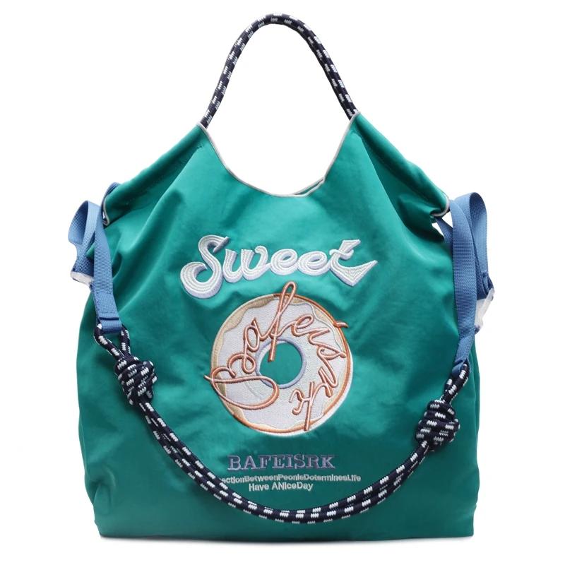 Fashion Solid Exquisite Embroidery Donut Sweet Shoulder Bags for Women 2026 Hot Sale Large Capacity Portable Elegant Tote Bags