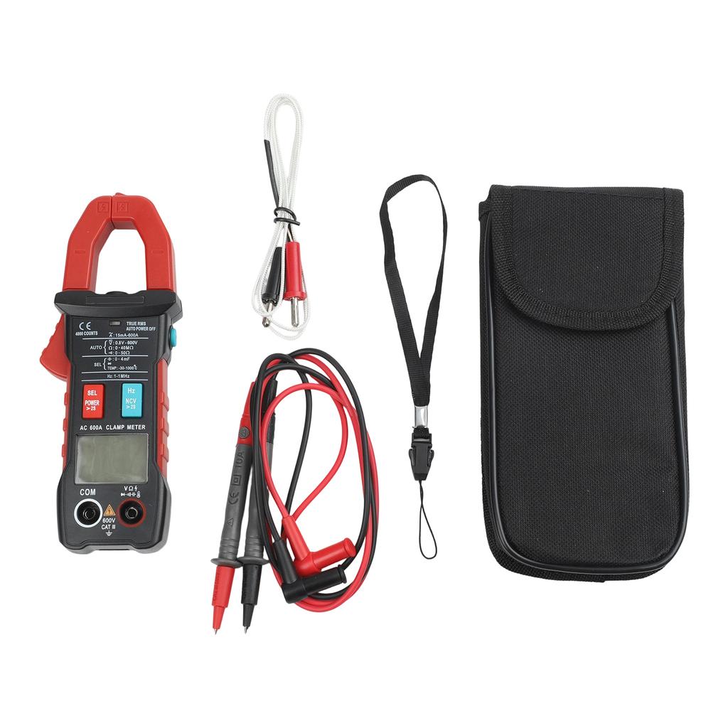 For Automotive Systems 600A Current Clamp Multimeter Red Non-contact Voltage Detection Tool Clamp Meter Auto-ranging