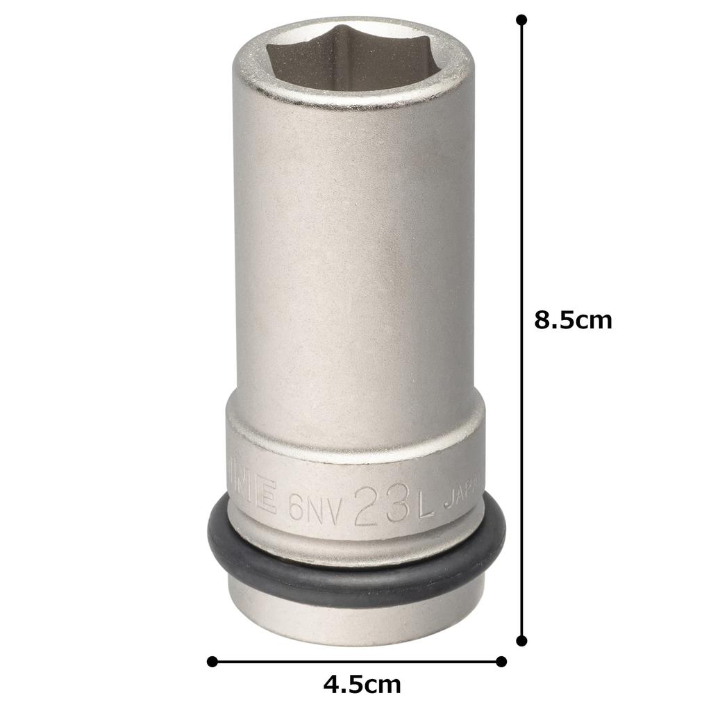 TONE Impact Long Socket 23mm Hex Size 6NV-23L, 19.0mm (3/4") Drive,