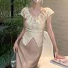 2025 Retro Satin High-Waisted Irregular Skirt - Elegant, Gentle Summer Style