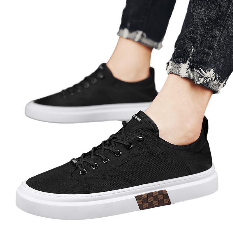 Men's shoes spring and autumn labor insurance casual board shoes men's summer breathable versatile black canvas shoes