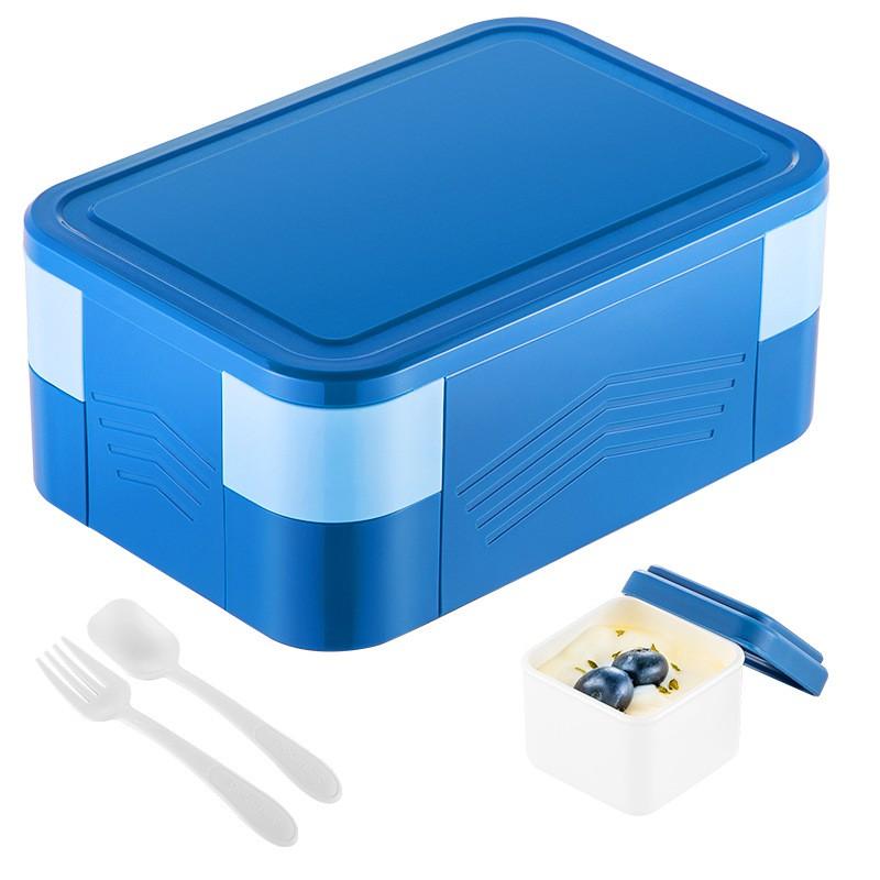BPA-Free Plastic Bento Box Kids Adults Microwave-Safe Leakproof Lunch Container Double-Layer Food Storage In 9 Colors