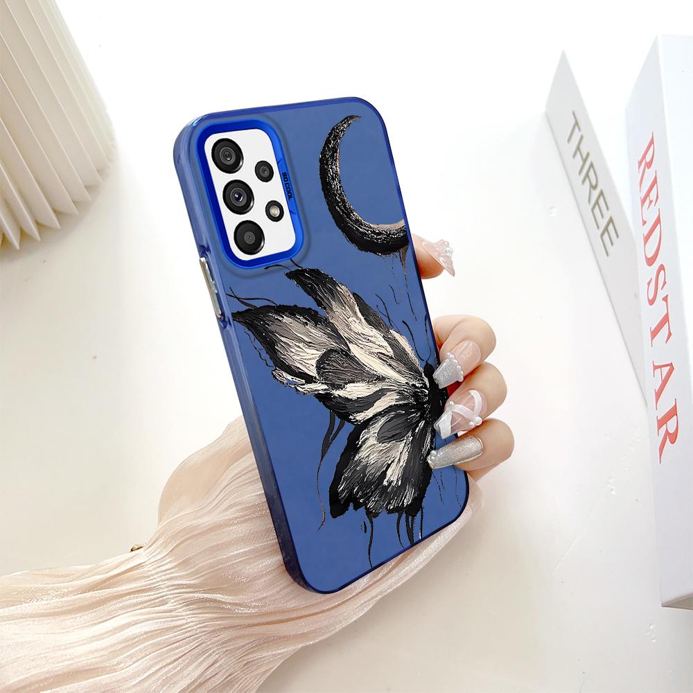 

Окрашенный узор, цветной серебристый, двухсторонний, жесткий, противоударный чехол для телефона Samsung Samsung M12 синий