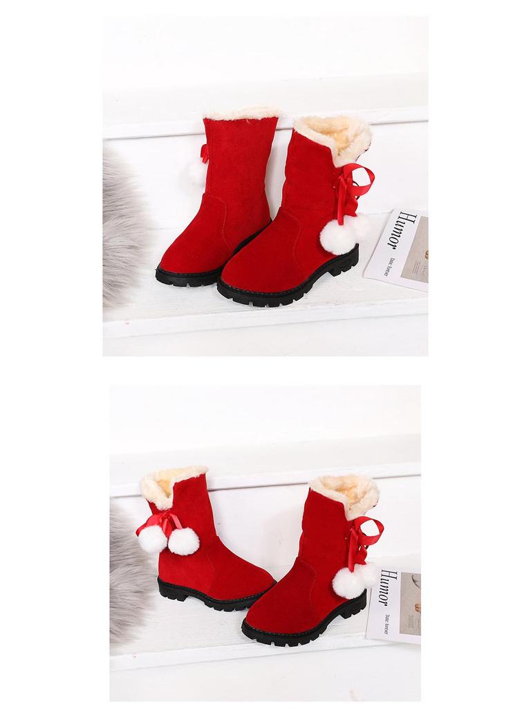 2025 Winter Girls' Slip-on Cotton Snow Boots - Fashionable Princess Style for Middle & Older Children