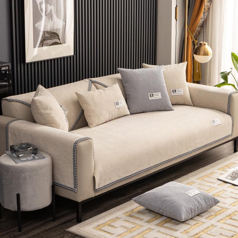 Nordic Simple Sofa Cushion Universal Light Luxury Ins Non-Slip Seat Cushions Chenille Solid Wood Leather Sofa Cover Cover Towel