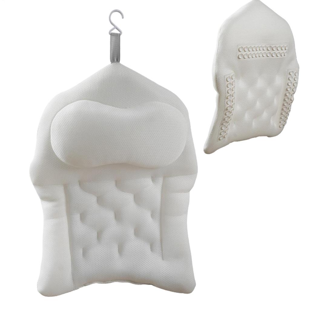 Soft Bath Pillow 4D Bathtub Back Support Bathroom Headrest With Suction Cups Shower Cushion For Soaking Relaxation Pool Spa