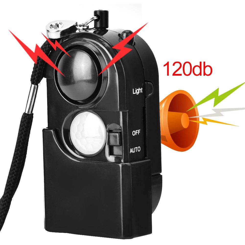 120dB Personal Alarm Security Alarm Girls Self Protection Anti Wolf with LED Light Black