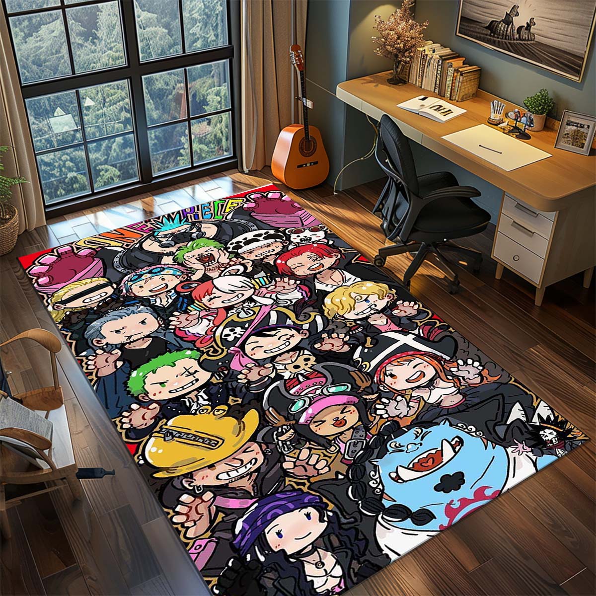 

One Piece Anime Rug Carpet Large Area Rug Non Slip Washable Floor Mat Gamer Room Bedroom Home Decor -QJY 60x90cm
