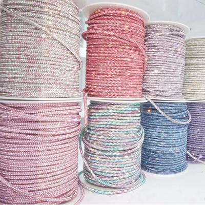 Corda de Strass Brilhante de 4mm Tubo Macio Cordão de Acabamento para Capuzes Cordão de Calça DIY Vestidos Sapatos Bolsas Decoração de Festa