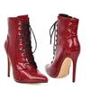 Sexy Ankle Cowboy Boots For Women Dance Shoes Fashion Snake Red White Black High Heels Lace Up Short Boot Autumn Large Size