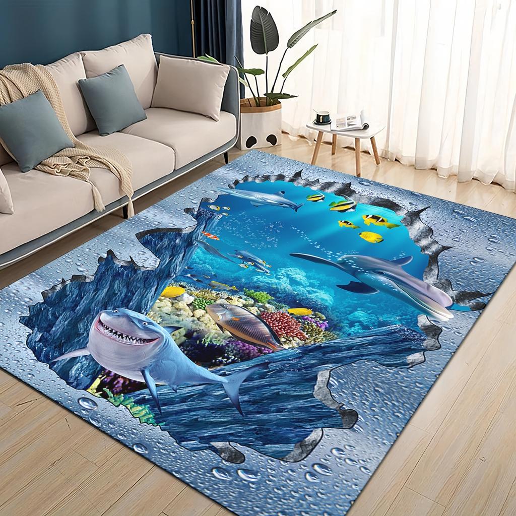27 Style 3D Illusion Pattern Hallucination Underwater Dino Carpet Rug for Living Room Bedroom Home Sofa,kids Non-slip Floor Mat