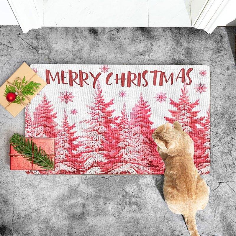 1Pcs Anti Fatigue Kitchen Rugs Snowy Pine Trees Waterproof Non-Slip Thick Cushioned Kitchen Mat Heavy Duty Comfort Standing Mat for Kitchen
