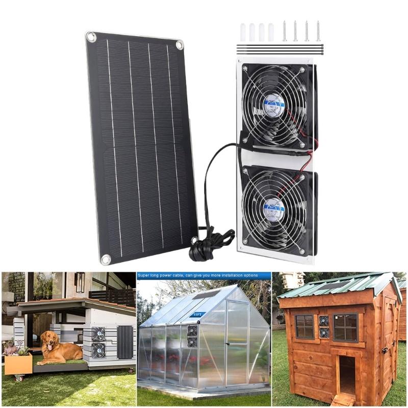 10W Solar plate Powered Exhaust Fan Cooling Ventilator Solar Exhaust Fan for Dog Chicken House Greenhouses Enduring
