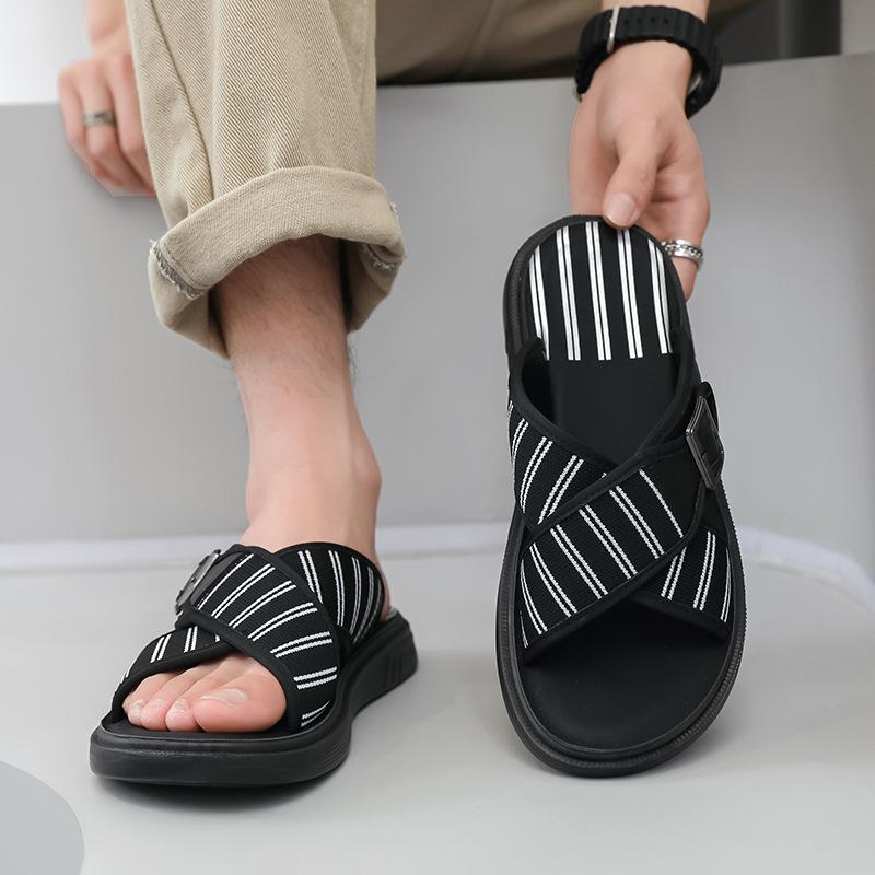 

Тапочки мужские 2025 года, новая летняя обувь, нескользящая и износостойкая, мужская повседневная пляжная обувь для отдыха на открытом воздухе 607-K 38 чёрный