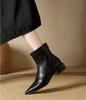 French pointed elastic thin boots women's autumn and winter new thick heel short boots retro versatile brown Chelsea boots