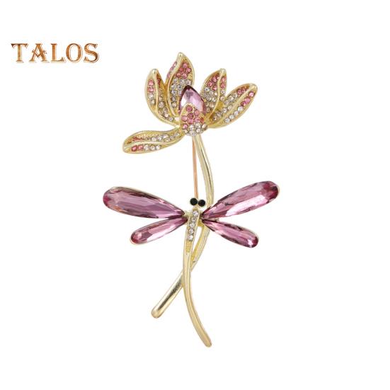 

Брошь «Лотос Стрекоза» Изысканный цинковый сплав со стразами, значок для свитеров, шапок, сумок, многофункциональный аксессуар 1pc