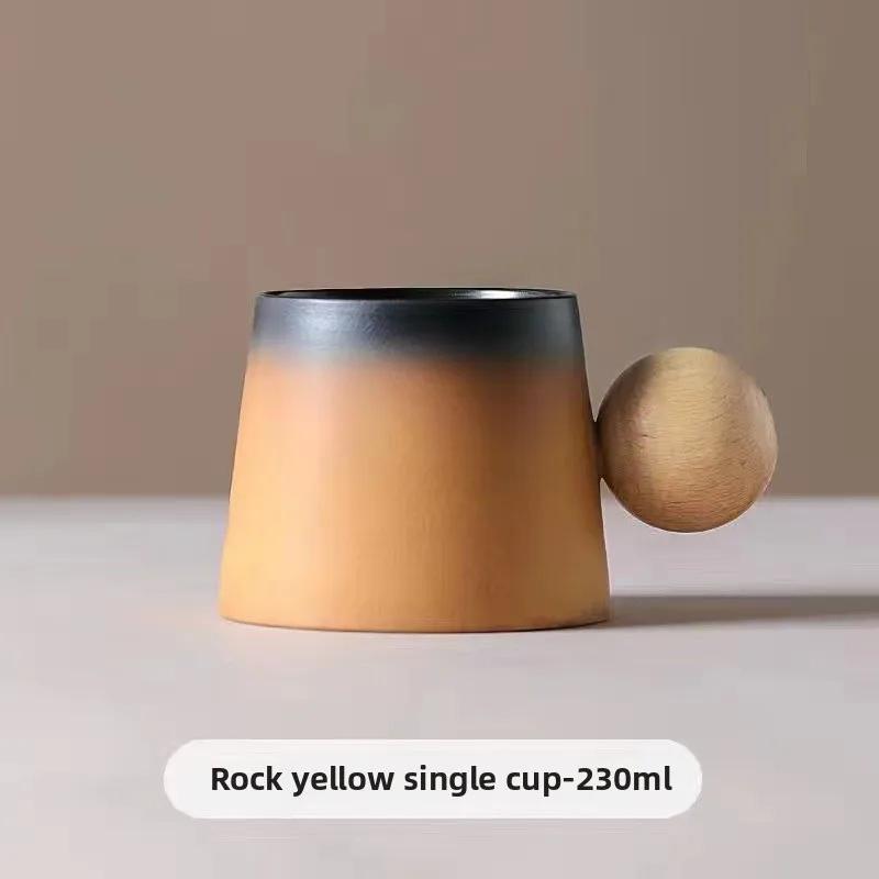 Creative Design Ceramic Coffee Cup and Saucer Set, High - End and Delicate Personal Cup Afternoon Tea Mug with a Retro Style