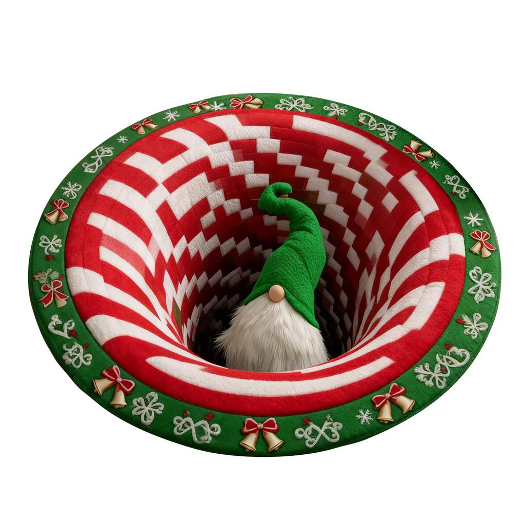 Covor 3D de Crăciun Covor optic de Crăciun, Covor circular cu vortex, Covor decorativ cu fir lung, Covor amuzant non-alunecos. Potrivit pentru sufragerii, dormitor