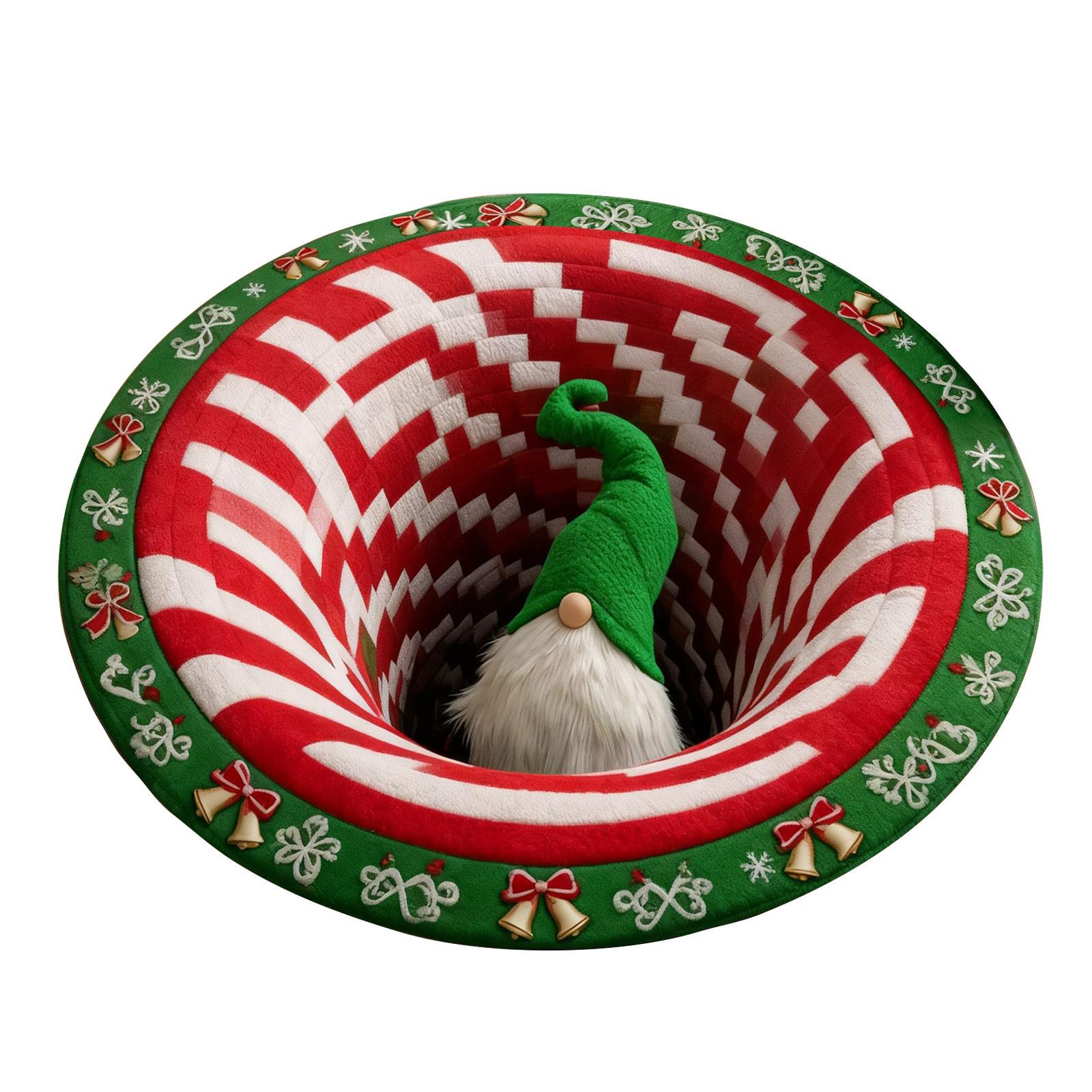 

3D Рождественский ковер Рождественский оптический ковер, Ковер с круговым вихрем, Декоративный ковер с глубоким ворсом, Забавный нескользящий коврик. Подходит для гостиных, спальни One Size