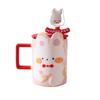 Cute Cartoon Three-Dimensional Bear Rabbit Ceramic Mug With Lid Spoon High-Value Office Coffee Cup Souvenir