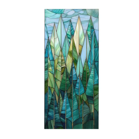 Stained Glass Effect Window Film Geometric Pattern Decorative Static Cling UV Block Heat Control Vintage Rainbow Window Sticker for Living