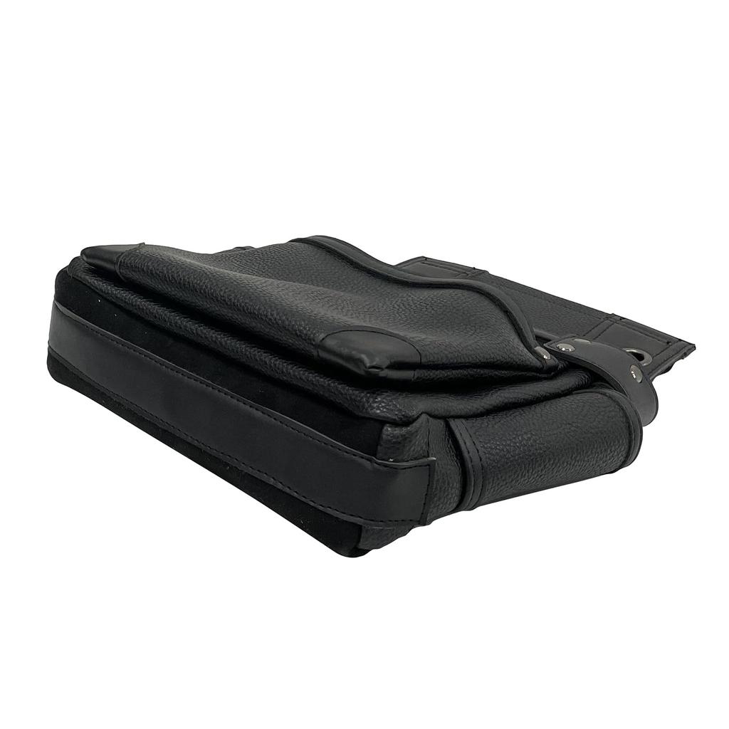 SK11 Black Nail Bag, 2-Tier, Swing Pocket Design, Reinforced Bottom, Leather-Like Fabric, Black Plated Hardware, SSL-NB-11